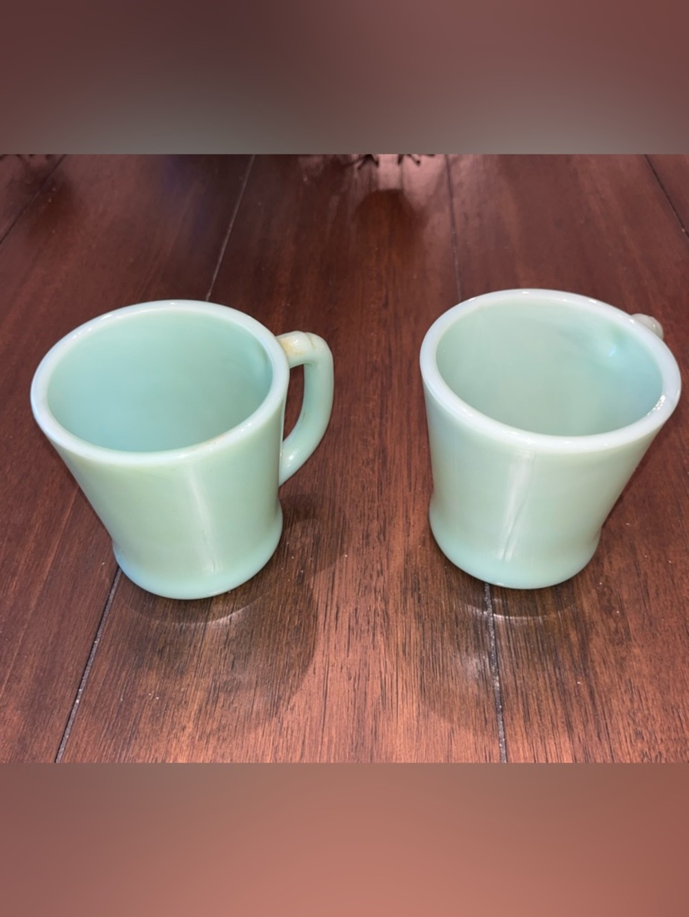 Fire King :(2) Vintage Jadeite Fire King Restaurant Style Coffee Cup: Very Nice